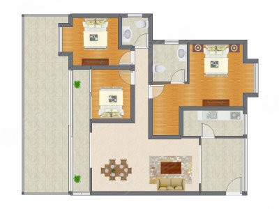3室2厅 118.52平米户型图