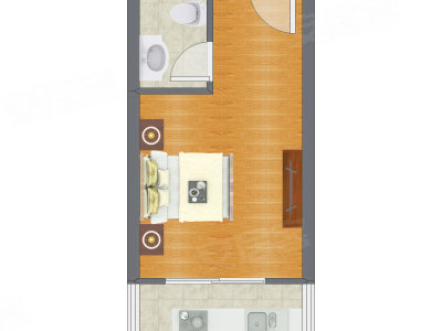 1室0厅 38.02平米户型图