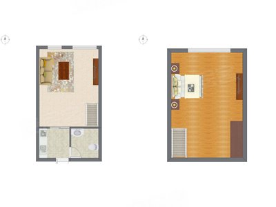 1室1厅 34.14平米户型图