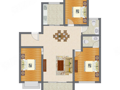 3室2厅 126.50平米户型图