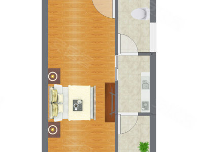 1室0厅 37.55平米户型图