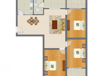 3室2厅 129.30平米户型图