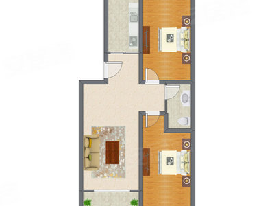 2室1厅 94.76平米户型图