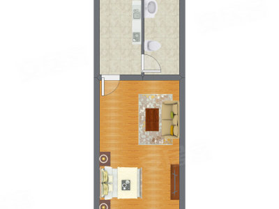 1室1厅 36.84平米户型图