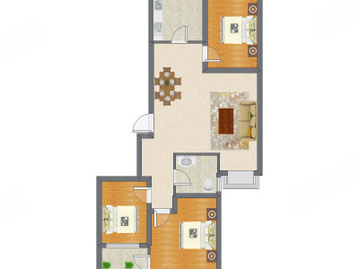 3室2厅 70.98平米