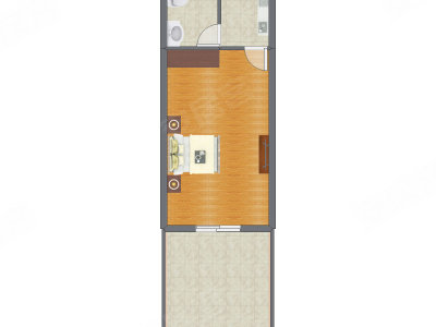 1室0厅 46.94平米户型图