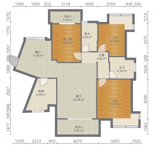 天御花园3室2厅2卫127.75㎡南北319万