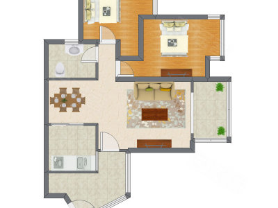 2室2厅 88.29平米户型图