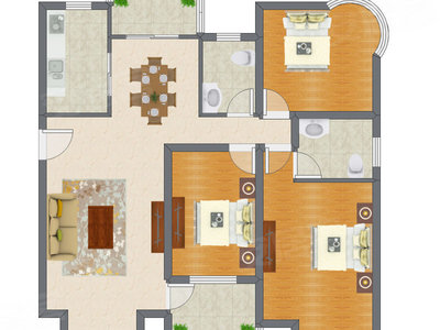 3室2厅 143.92平米户型图