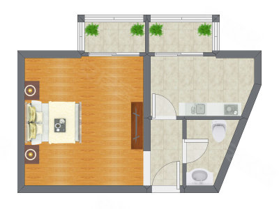 1室0厅 52.45平米