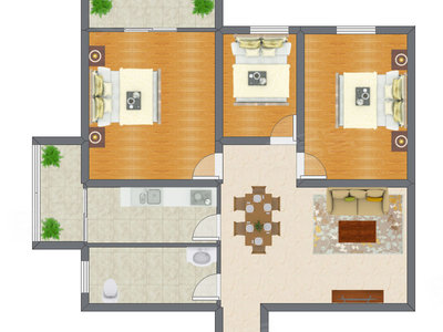 3室2厅 96.67平米