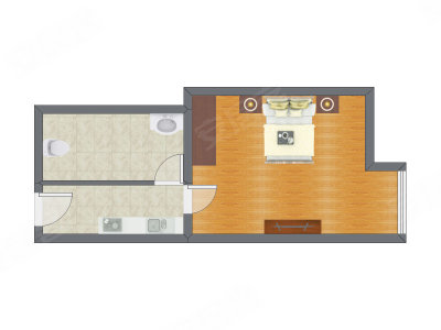 1室0厅 61.98平米户型图