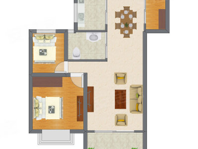 2室1厅 55.35平米