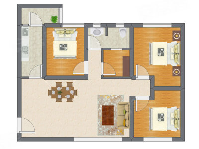 3室2厅 78.60平米户型图
