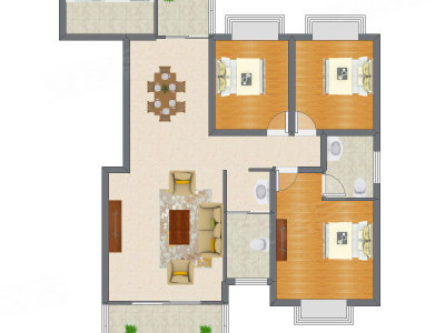 2室2厅 102.25平米户型图