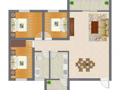 3室2厅 88.60平米