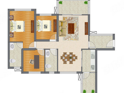 3室2厅 98.13平米