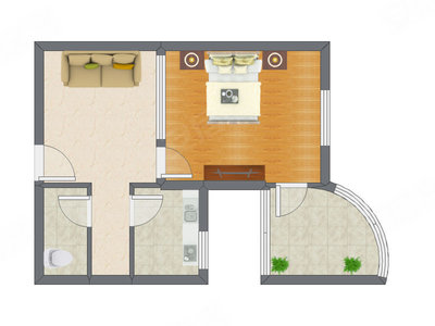 1室1厅 54.10平米户型图