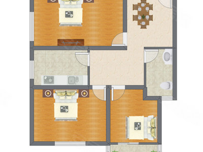 3室1厅 96.36平米
