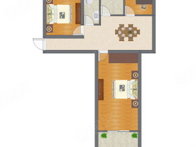 3室1厅 65.20平米