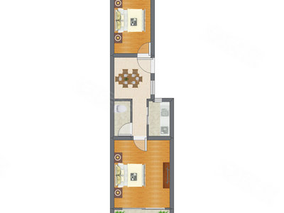 2室1厅 60.29平米