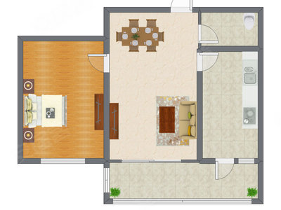 1室2厅 76.00平米户型图
