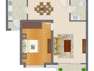 1室2厅 81.75平米户型图