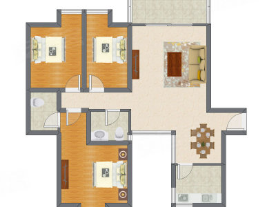 3室2厅 120.69平米