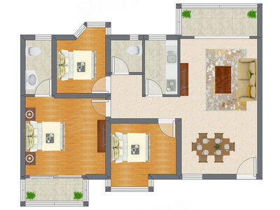 3室2厅 100.82平米