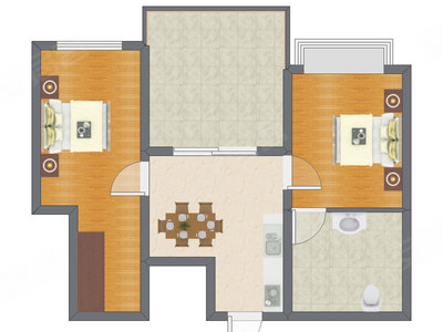 2室1厅 90.00平米户型图