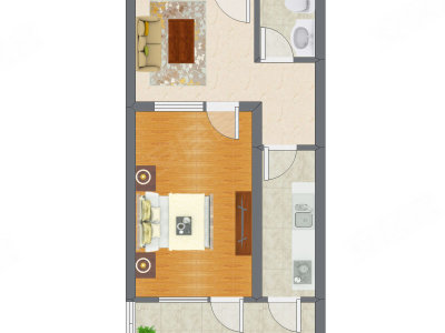 1室1厅 55.29平米