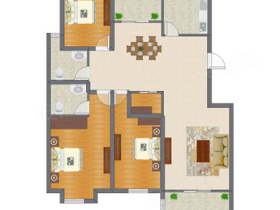 3室2厅 113.64平米户型图