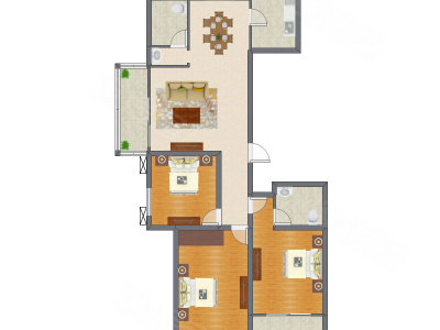 3室2厅 134.32平米户型图