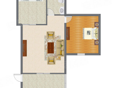 1室1厅 77.60平米户型图
