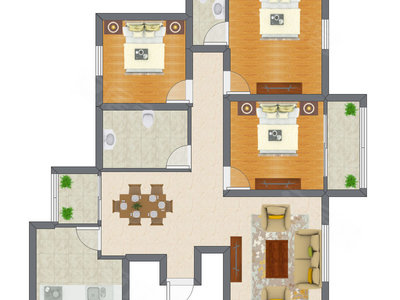 3室2厅 81.10平米