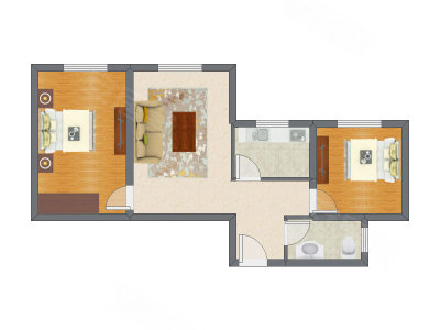2室1厅 80.64平米户型图