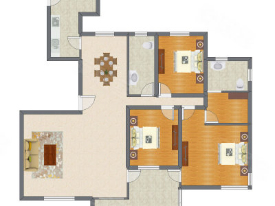 3室2厅 188.70平米户型图