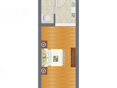 1室0厅 34.00平米户型图