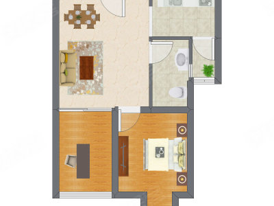 2室2厅 57.31平米户型图