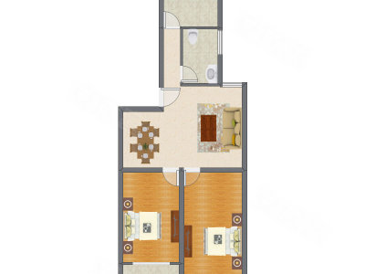 2室1厅 95.63平米户型图