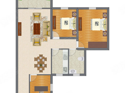 2室2厅 79.87平米户型图