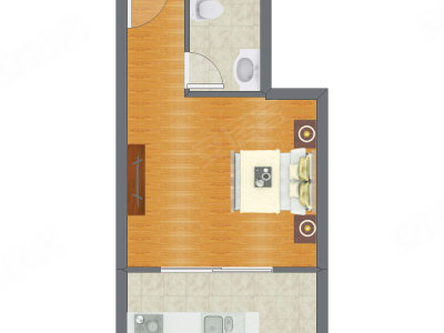 1室0厅 42.34平米户型图