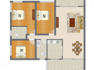 3室2厅 125.40平米