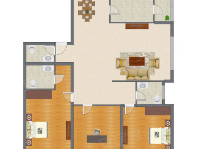 3室2厅 197.03平米