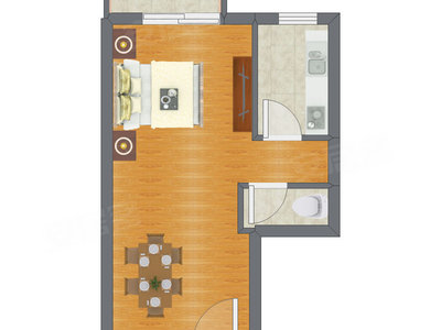 1室0厅 41.47平米户型图