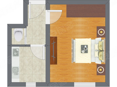 1室0厅 36.67平米户型图