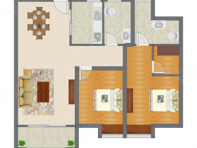 2室2厅 105.05平米