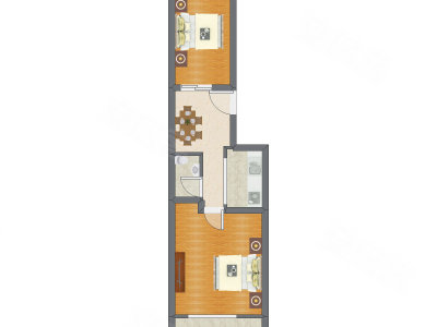 2室1厅 58.54平米
