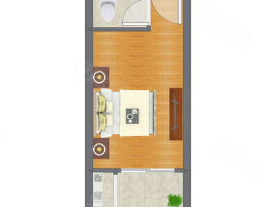 1室0厅 26.68平米户型图