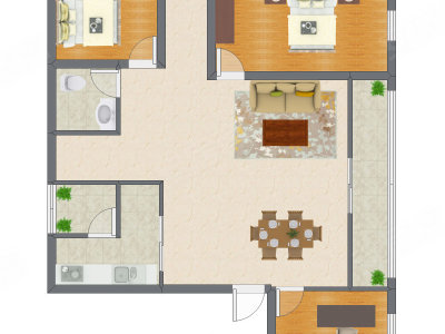3室2厅 96.40平米